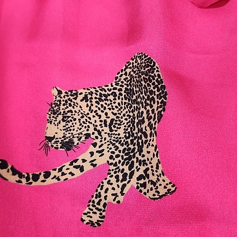 Show Me Your MUMU Early Riser PJ Shorts In Fuchsia Feline Print. S - Picture 9 of 9